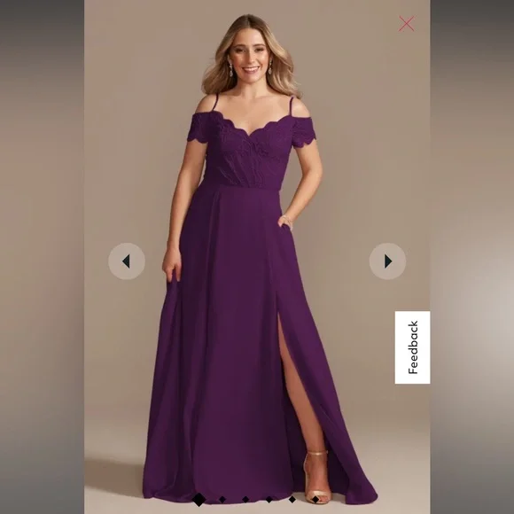 David's Bridal | Dresses | Davids Bridal Bridesmaid Dress Made Of Lace And  Chiffon In The Color Plum | Poshmark